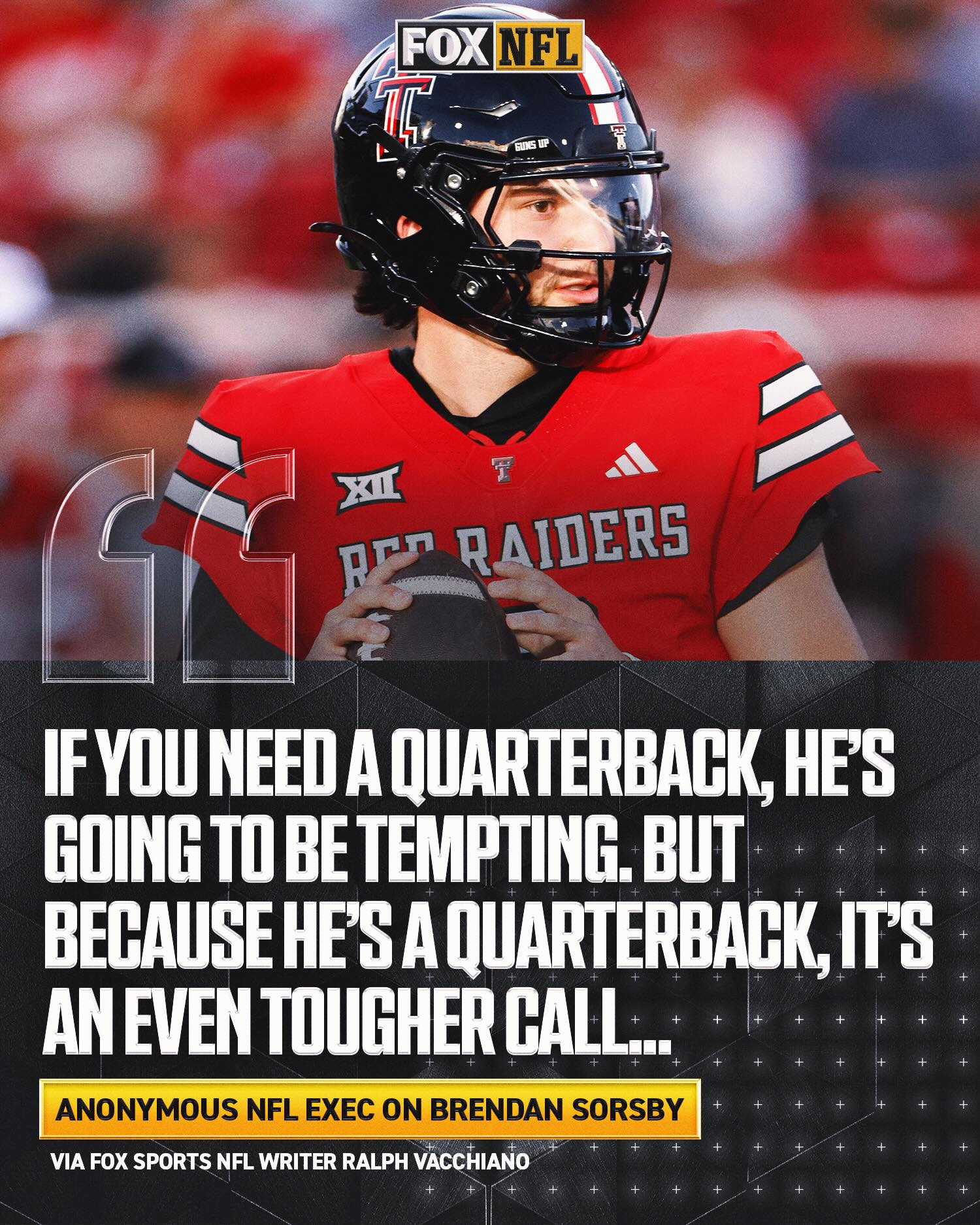 Is Brendan Sorsby worth using a high pick on in the supplemental draft? Here’s what scouts and execs around the NFL are saying about his draft stock. For more check our IG story!