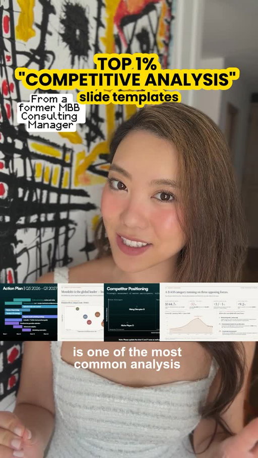 Comment “BEAUTIFUL” and I’ll send you a set of sample pages you can include for competitive analysis, thanks to @Beautiful_ai 🙂

Pages from each of the core sections:
• “Executive summary”
• “Market landscape & overall competitor positioning”
• “Competitive strategies & gaps”
• “Financials & growth”
• “Product / offering & pricing”
• “Consumer targeting & sentiment”
• “AI / tech readiness”
• “Current news & future predictions”
• “Strategic implications & recommended actions”

Visit Beautiful.ai to build top tier presentation templates - super sleek & user-friendly

My personal favorite parts about Beautiful.ai are all the drag & drop graph templates, AI-generated visuals & large library of stock images, and collaboration capabilities

Follow for more awesome tips - I’m here to support!

AD #BeautifulaiPartner #AISlides #PresentationTips #CareerAdvice #CorporateLife
