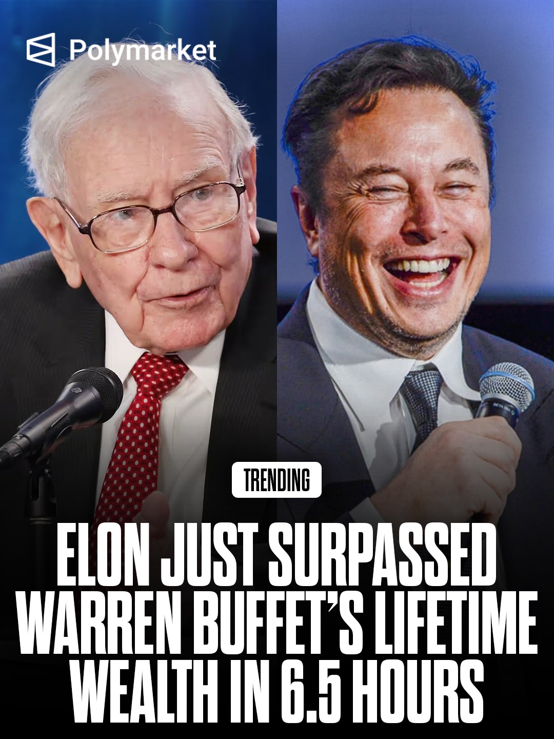 Elon Musk added an estimated $164.8 billion to his net worth in a single day after SpaceX shares soared, marking one of the biggest one-day wealth gains ever recorded. 

The jump was so large that it exceeded the entire net worth of Warren Buffett, who is estimated to be worth $146.4 billion.

SpaceX’s public filings also reveal that Musk could receive hundreds of millions of additional shares in the future if the company reaches extraordinary milestones, including multi-trillion-dollar valuations and ambitious long-term goals such as establishing a permanent human settlement on Mars.

Traders predict a 58% chance SpaceX’s valuation will hit $3 trillion by June 30th.