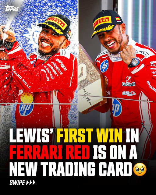 HE’S BACK ❤️ Lewis Hamilton’s first 1st place finish with Scuderia Ferrari HP is officially a trading card. One lucky collector who purchases the base version will get the 1-of-1 autograph card with their order 🔥✍️ Link in stories