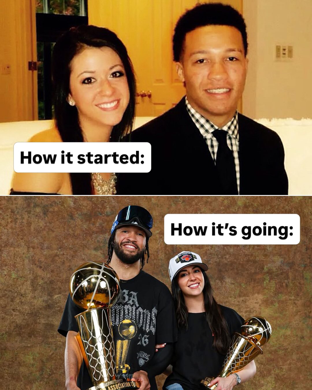HIGH SCHOOL SWEETHEARTS ➡️ NBA TITLE

Ali Marks Brunson and Jalen Brunson have been together through it all ❤️ 

📸 @alibrunson11, @jalenbrunson1