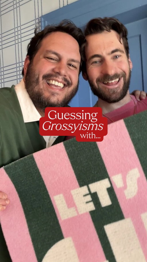 Making Gus guess the Grossyisms from my new collection with Ruggable. Since I cook for him, he couldn’t say no 💖 Shop the Ruggable & Friends: Dan Pelosi Collection at the link in bio!