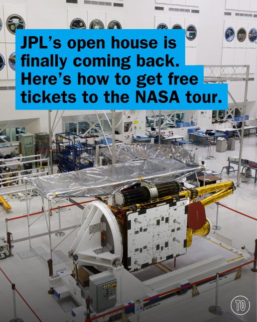 Back for the first time since 2023, the overwhelmingly popular Pasadena-area tradition will once again welcome space-curious Angelenos on October 10 and 11 🛰️

Free tickets for @nasajpl’s “Explore JPL” will be available on Saturday, August 29 at 9am. You’ll be limited to five tickets and you must select a specific time slot and name each attendee when you reserve them (IDs will be checked at the door).

Tap the link in our bio for all of the details.