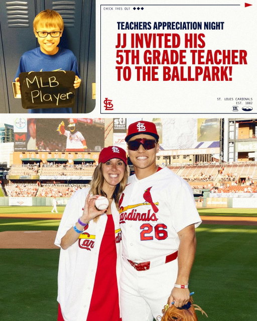 Reunited! JJ invited Mrs. Ingoldsby to the ballpark to throw out the first pitch on Teachers Appreciation Night ❤️