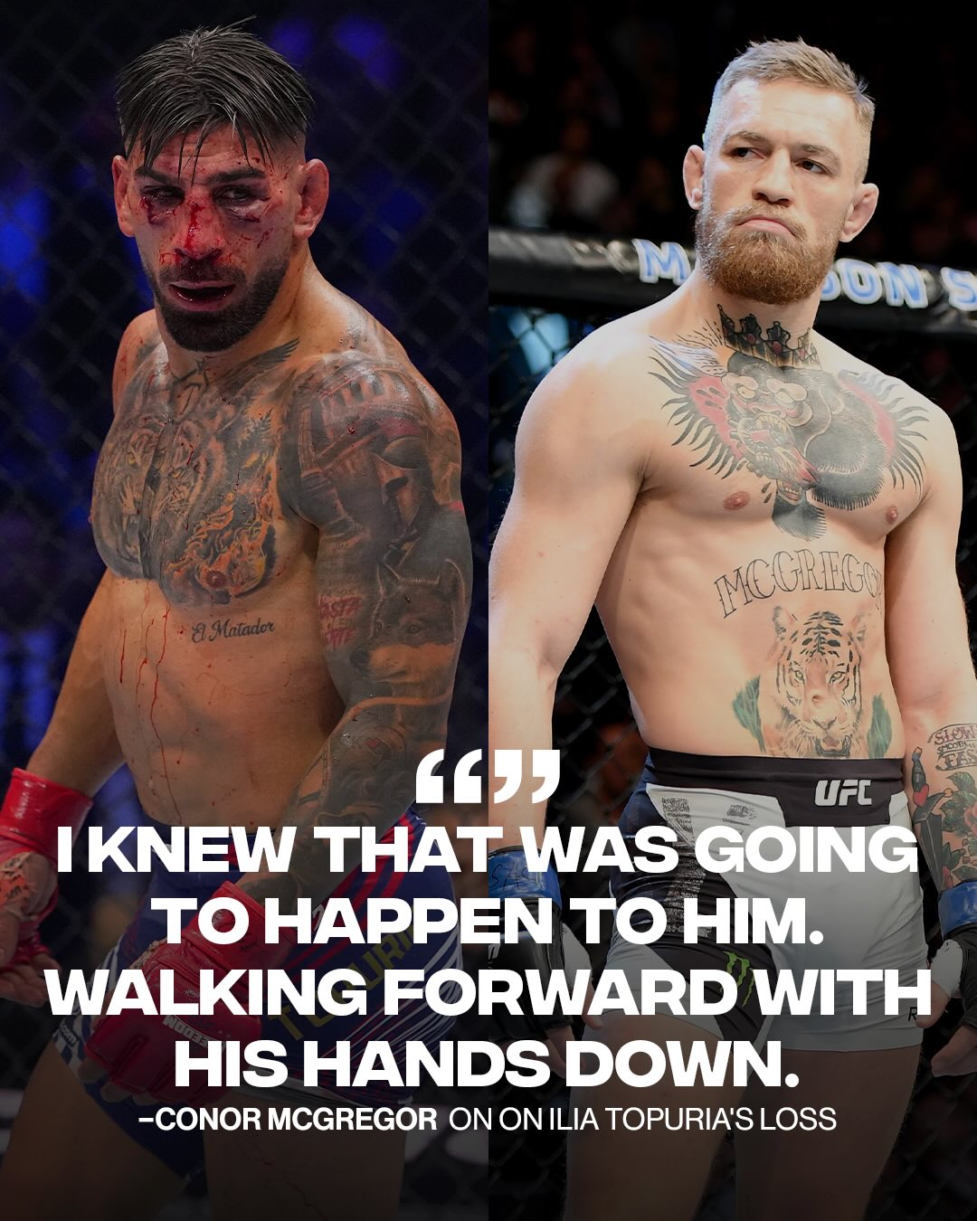 Conor McGregor stepped into the chat and said he knew Ilia was gonna get stopped 😳

(via @uncrowned)