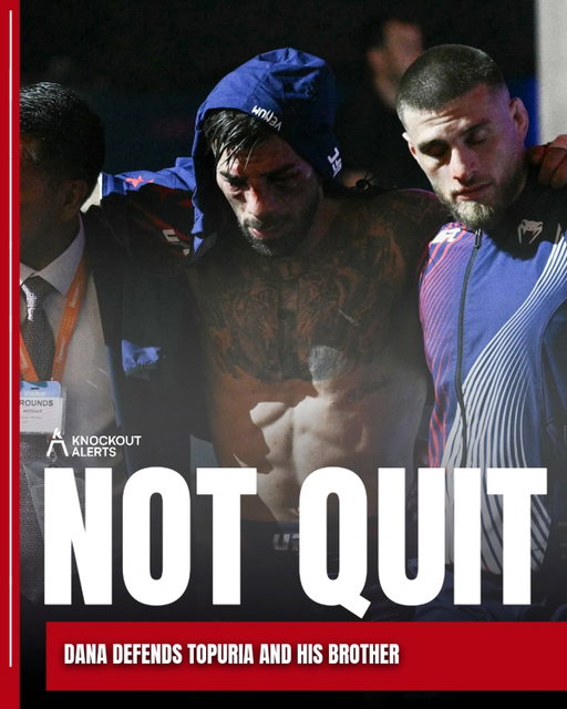 Dana White isn’t having any of the “quitter” talk aimed at Ilia Topuria after the stoppage at UFC Freedom 250. He says Aleksandre made the right call waving the fight off, and the older brother explained exactly why he had to do it.

“He was willing to die to win this fight. For you it’s ‘El Matador’. For me, it’s my little brother. I had to stop it.” 💔
