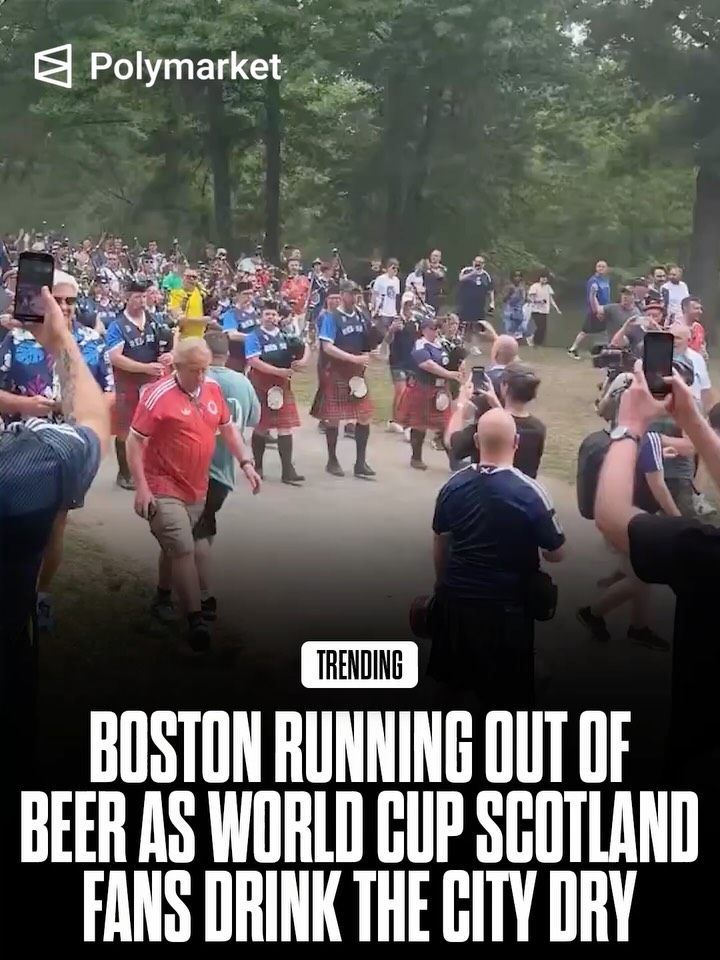 Boston bars were left scrambling to restock after thousands of Scottish soccer fans descended on the city and drank establishments dry over the weekend, prompting emergency beer deliveries and record-breaking sales. 

The influx of supporters from Scotland’s famed “Tartan Army” overwhelmed pubs and breweries, with the Sam Adams Boston Taproom selling through its Boston Lager at an unprecedented pace. 

At Hennessy’s Bar, chief operating officer Noelle Somers said the crowds surpassed even the city’s signature drinking holiday: “We’ve been here for over 30 years, and we’ve never seen anything like it. We tripled St. Patrick’s Day,” she told the Boston Globe.

Traders predict a 56% chance Morocco will beat Scotland this Friday.