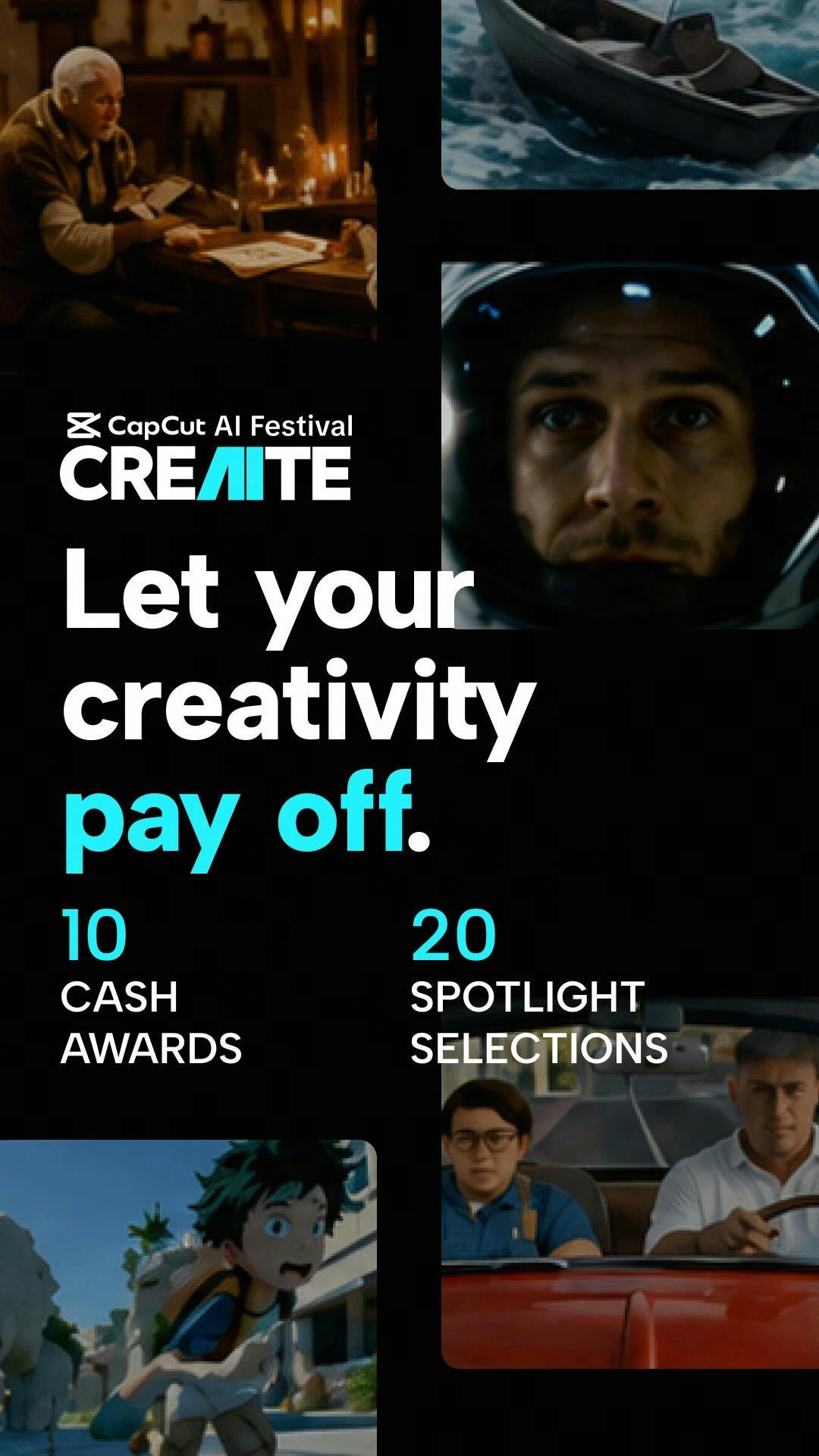 Your imagination could pay off. Literally. 
🎬 $70K Grand Prix. A global stage. The cosign of real industry judges. 
Watch what’s at stake 👆 then go make it. 
Submissions open June 10 – August 10 at capcut.creaite26.com
#capcutcreaite #capcut