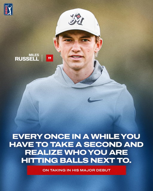 “I was hitting balls next to Jordan Spieth the other day. I looked up to him as a little guy. That’s just really cool.”

Top-ranked junior @MilesRussellGolf, 17, makes his major debut this week @USOpenGolf after advancing through 36-hole Final Qualifying last week with Charlie Woods on the bag.

The moment is not lost on him.