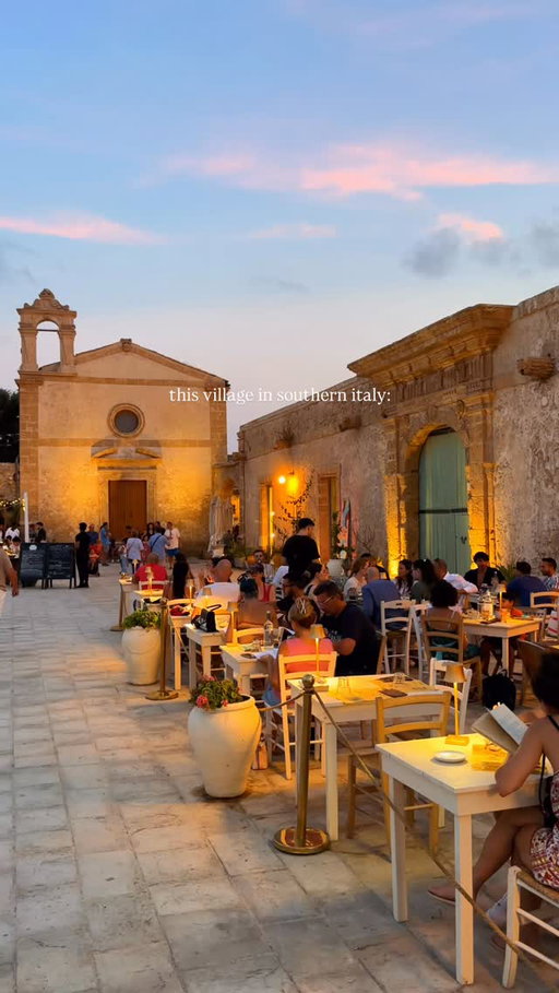 Welcome to…

Marzamemi, Sicily 🇮🇹❤️

One of Italy’s most charming seaside villages, where golden sunsets light up the piazza, fishing boats sway in the harbour, and every corner feels like a postcard.

A place best experienced in the evening, when the entire village comes alive. ✨

For dinner, we recommend going to Taverna La Cialoma for delicious seafood by the sea, or Campisi Marzamemi for more traditional Sicilian dishes.