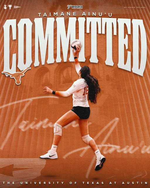 Class of 2028 Setter Taimane Ainu’u is committed to Texas! Congrats @taimane_ainuu2028 Hook ‘Em!

@taimane_ainuu2028 | @myplayercommits