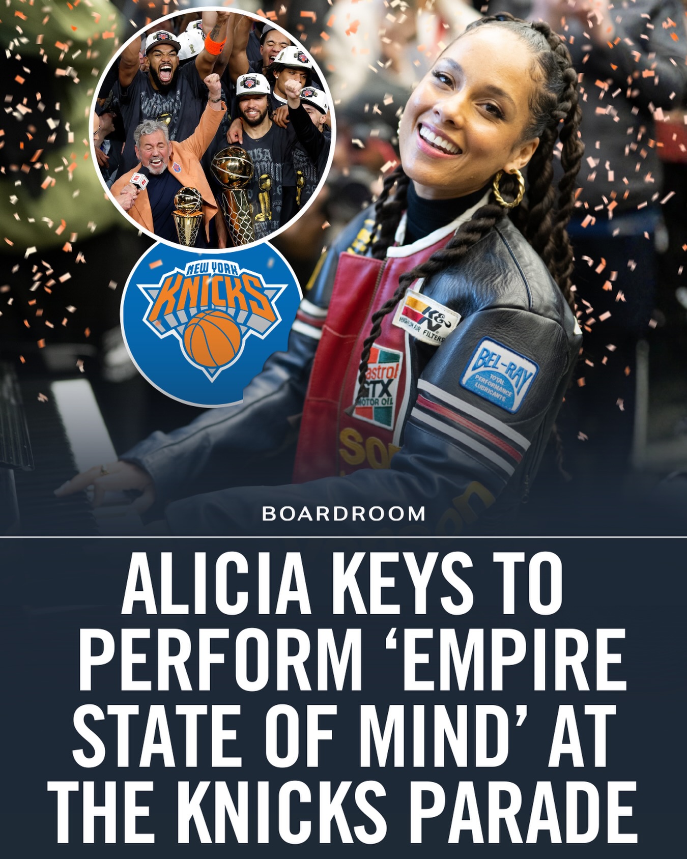 After soundtracking the Knicks’ title run, NYC’s iconic anthem is getting its parade moment.⁠
⁠
Alicia Keys is set to perform the 2009 hit at Thursday’s championship celebration, as the Knicks parade through Lower Manhattan and close at City Hall. After the franchise’s first title in more than 50 years, the song has basically become the city’s victory soundtrack.⁠
⁠
The numbers back it up: After the Knicks’ historic 29-point comeback in Game 4, Jay-Z and Alicia Keys’ hit surged 1,245% among Spotify users in New York City, according to Rolling Stone, and hit a new single-day Spotify peak with 1.5M+ streams.