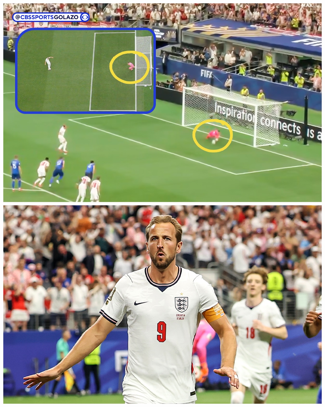 Harry Kane misses his penalty for England... but it is ordered to be retaken after Dominik Livaković was deemed to have left his line before Kane struck the ball 🧐❌

The England No.9 made no mistake on his second take, opening the scoring for Thomas Tuchel’s men 🏴󠁧󠁢󠁥󠁮󠁧󠁿