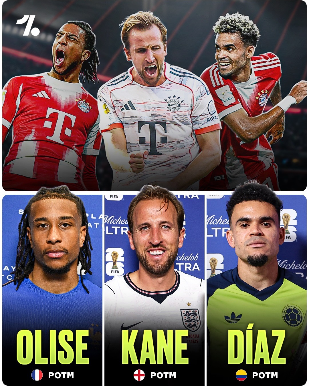 Harry Kane, Luis Díaz and Michael Olise have proven to the world they are THE best attacking trio in World football this season ✅😮‍💨🏆

After racking up a combined 170 goal contributions with Bayern, they’ve all just earned the Superior Player of the Match award for outstanding performances with their respective countries 🤩🙇‍♂️

Ballers.
