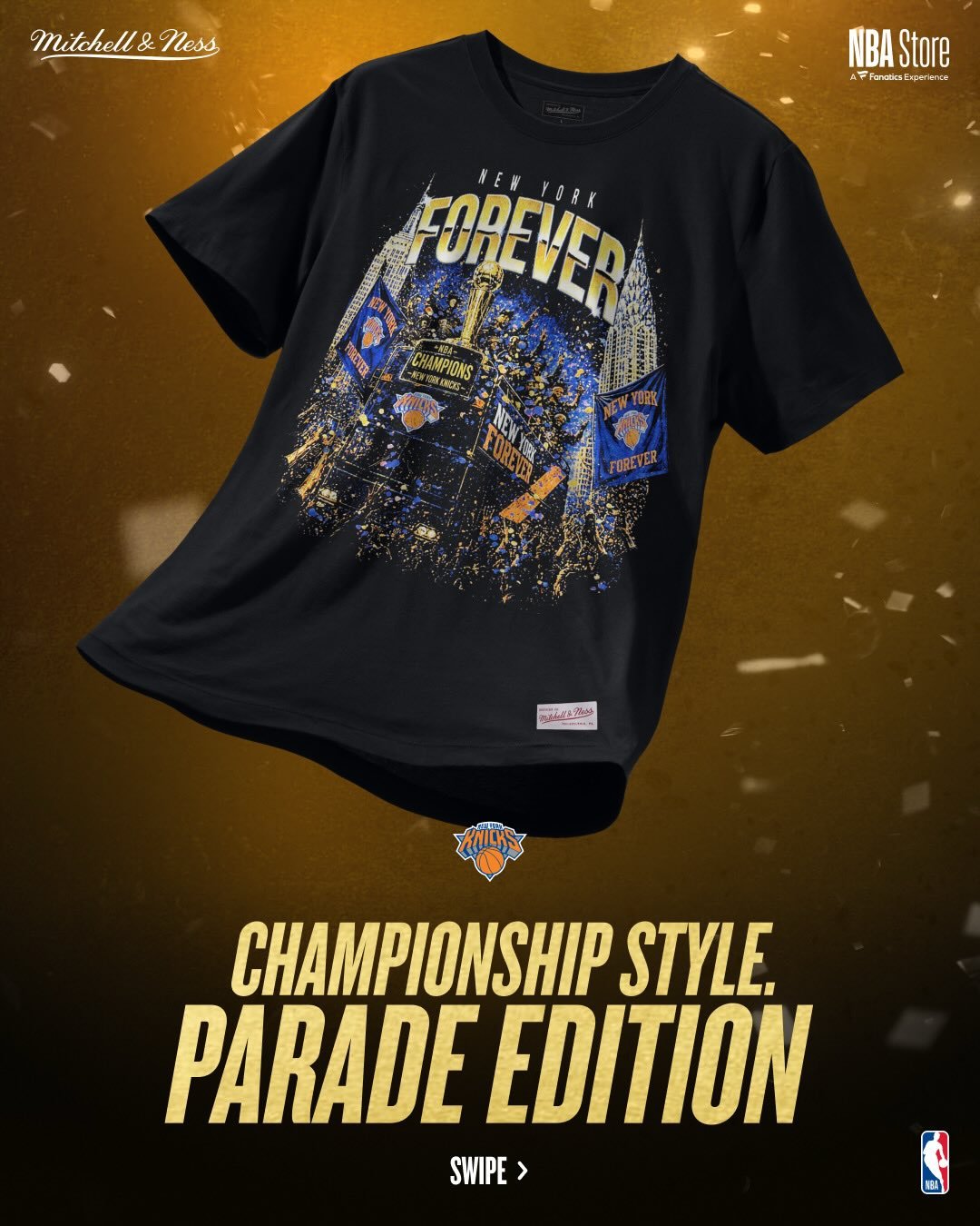 Celebrate the Knicks’ 2026 NBA title and today’s championship parade with limited edition gear, available now, online and in store at the @nbastore!

Link in bio 🛒