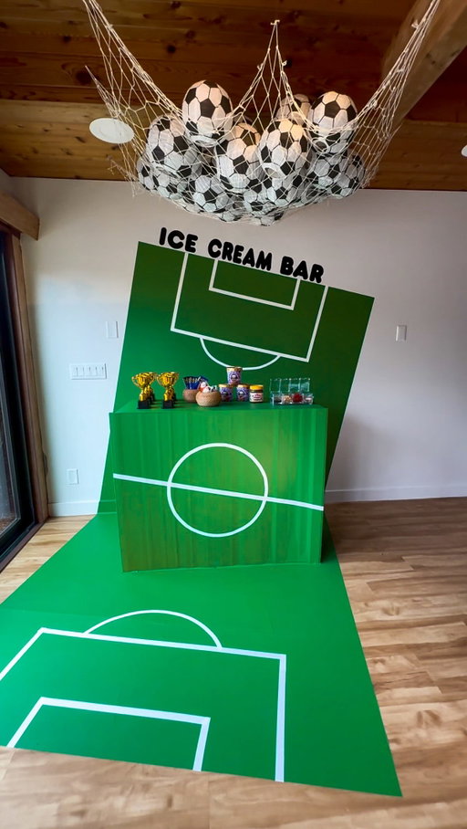 I’m Julie, and I like to make things 🫡🏆

For this one, I used peel and stick vinyl, electrical tape, paper lanterns, and a net (materials linked in bio) — super easy and fun. Remove the cart and you have a fun photo op moment next time you host!

Supplies linked in the link in bio!