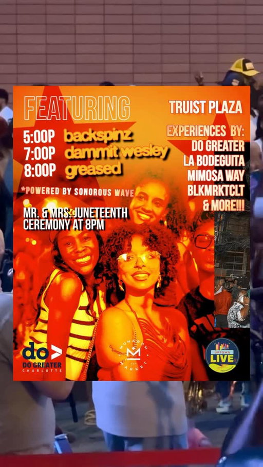 @fomomuseumblockparty is back for Juneteenth at Truist Plaza TONIGHT!!! Free entry, activations, surprises and all kinds of fun stuff. After parties at the bars right next door after. 💗 

#charlotte #thingstodo #wheretogo #parties #fomo