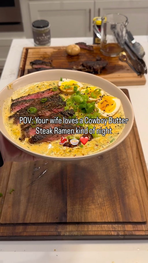 POV: Your wife loves a Cowboy Butter Steak Ramen kind of night 🥩🍜❤️ #cookingvlog #lifestylevlog #marriage #recipeideas
