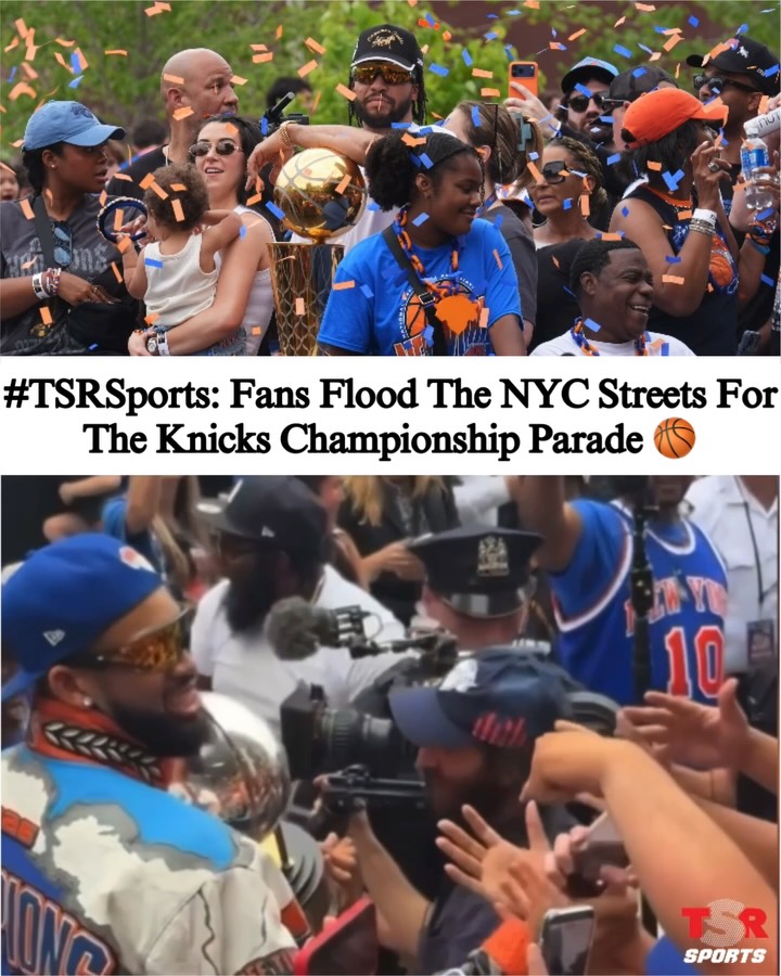 #TSRSports: NYC is all the way live right now as fans showed up and showed out to celebrate the #Knicks at their championship parade. Some of your favorite celebrities were in the mix for the celebration too. #Swipe to see some of the fun. 🏀🔥 (🎥: @your.bleeding3)—(📸: @apnews, @gettyimages) ✍🏾: #TSRStaffJWx