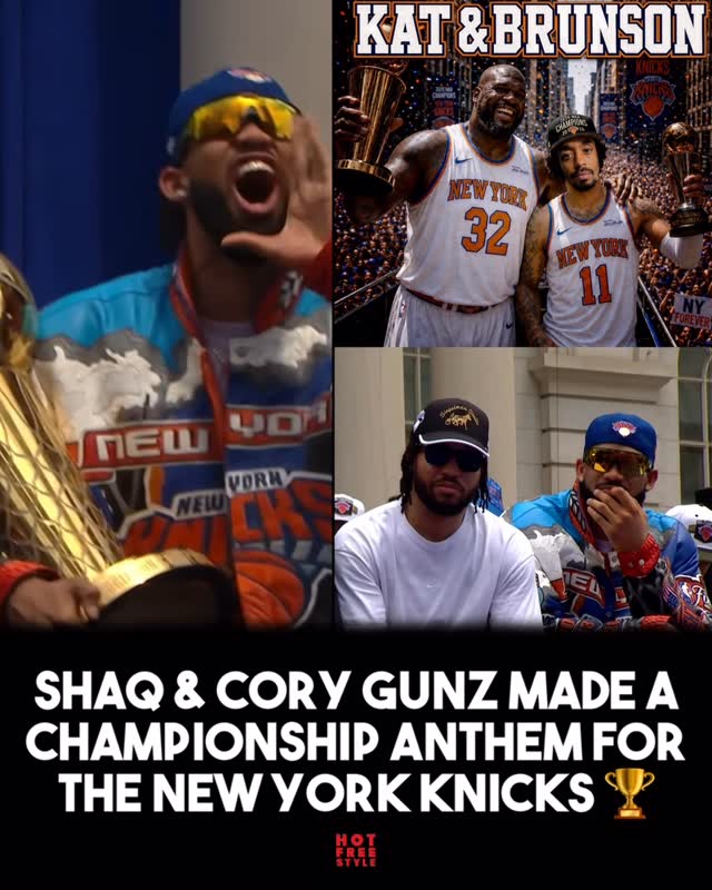 Shaq and Bronx native Cory Gunz dropped a song for the NBA champion New York Knicks called “Brunson & Kat” 🔥🏆

The New Jersey native teamed up with one of New York City’s own to celebrate the Knicks’ first NBA championship in 53 years. The track pays tribute to Jalen Brunson, Karl-Anthony Towns, and the team that finally brought the Larry O’Brien Trophy back to Madison Square Garden.

When it comes to championships, Shaq knows a thing or two about winning. The Hall of Famer built one of the most decorated careers in NBA history, capturing four championships, three Finals MVPs, a league MVP award, and 15 All-Star selections. Now he’s using music to celebrate a Knicks team that delivered a title generations of fans had been waiting for.