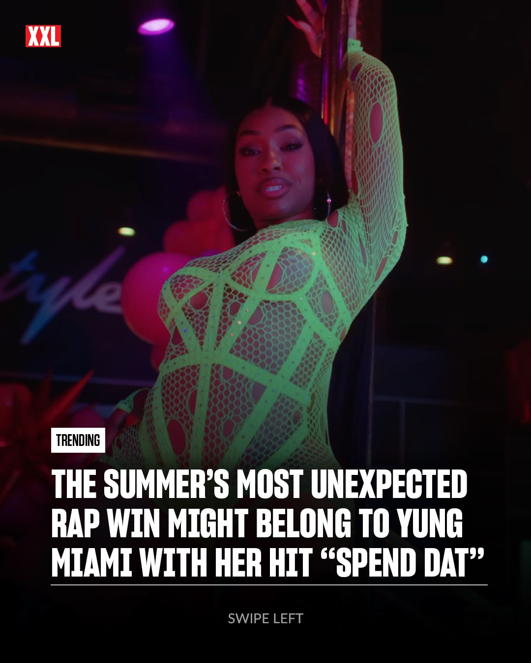 The summer’s most unexpected rap win might be Yung Miami with her hit song “Spend Dat.”

Released on April 24, the catchy J. White Did It-produced track has been inescapable and risen to No. 34 on this week’s Billboard Hot 100 chart, becoming the Miami rapper’s first official top 40 hit. Getting early consideration for 2026’s song of the summer, the track has also become a viral hit on social media.

Celebrities like Chris Brown and Ciara have made videos dancing to the infectious hook. The New York Knicks were videoed jamming to the track in the locker room following their NBA Championship win. Fab remixed the song to celebrate the Knicks’ victory. Fans are also making dance and comedy videos to the single.