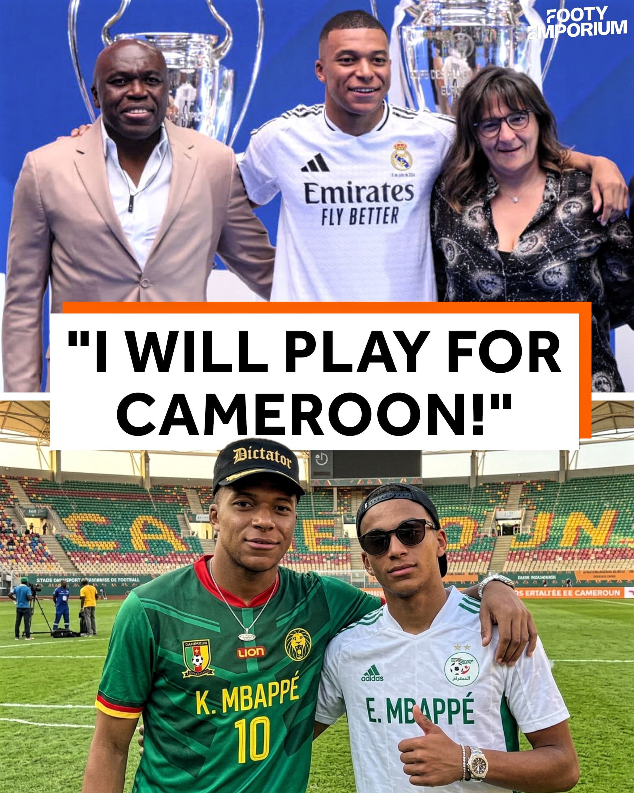 🗣️ Kylian Mbappé: “If I had to choose between my dad’s country Cameroon or my mum’s country Algeria, I’d say I grew up more with Cameroonian culture. I was closer to my Cameroon family.” 🇨🇲🇩🇿

“A country isn’t like a club. I’m French, I grew up in France. I have Algerian and Cameroonian roots, but my culture is French, so for me it wouldn’t make sense to be opportunistic. I was good, and France chose me.”

“Since then, I’ve become much closer to my Algerian side. I’d love to visit because I’ve never actually been there.”

“I’ll send Ethan to play for Algeria and I’ll play for Cameroon.”

“I also think players shouldn’t earn money for representing their national team. That money could be used in better ways, especially to give something back to the fans.” 💰

Back in 2018, Mbappé donated all of his World Cup earnings, including around $29K per game and a $350K winner’s bonus, to a charity that supports hospitalised and disabled children through sport.

He’ll be hoping to lift the trophy again this summer & according to @polymarket France are favoruites! 🏆