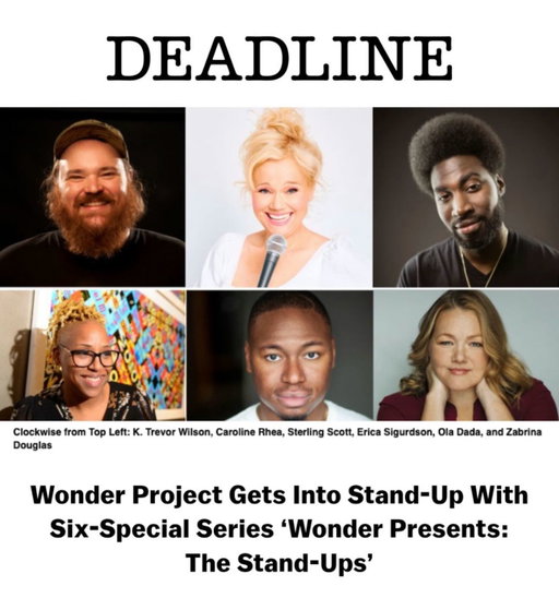 Absolutely thrilled to finally talk about this one! Thank you to the incredible team Wonder Project Ani Haftvani and Ashley Hanna  for taking a swing on standup comedy with us!

Big ups to Jennifer Oppenheimer  and Ben Miner who helped get this going and Logan Midroni Emily Nicaso Max Wolfond Alexandria McLean and the rest of the team New Metric Media for bringing it home. 

Some real room rockers here. Can’t wait for you all to see it but you’re eyes will mostly be closed from laughing too hard.