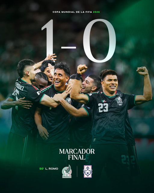 Una victoria construida con esfuerzo y entrega. ❤️

Gracias, Incondicionales. Gracias Guadalajara. ¡Por otra noche inolvidable de Mundial! 🌎

#SomosMéxico 🇲🇽