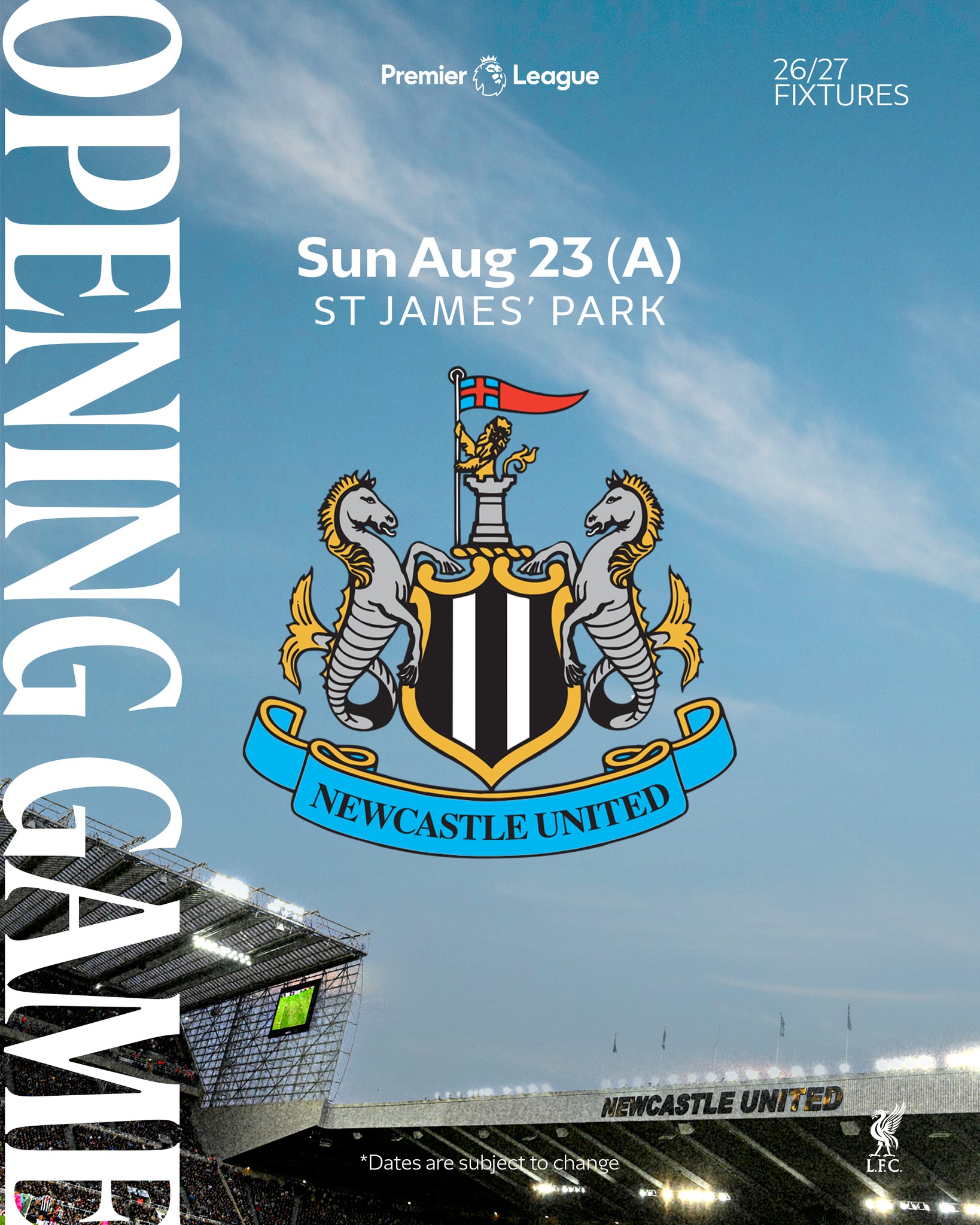 We will begin the 2026-27 Premier League season away at Newcastle United 🗓️🔴