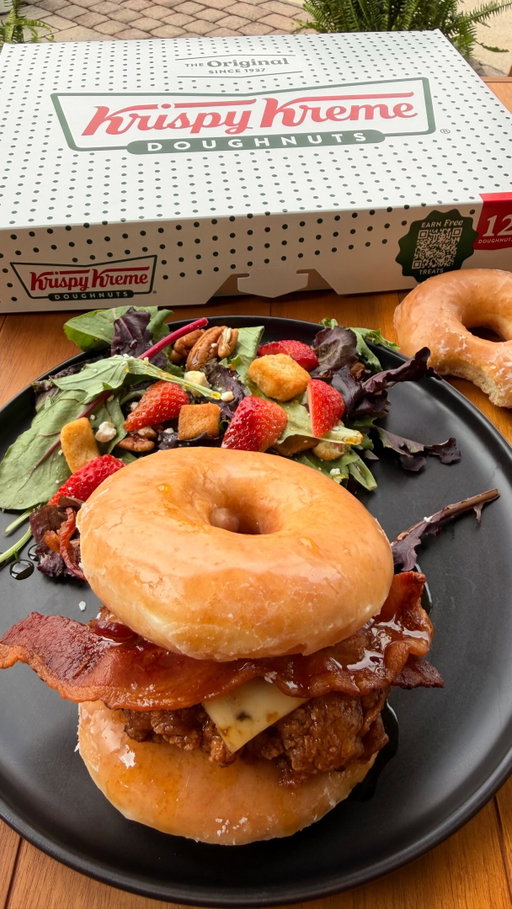 #KrispyKremePartner I tried the viral crispy Krispy Kreme challenge and it inspired me to take things to the next level with these Sweet and Spicy Chicken Sandwiches, fried to crispy perfection on @krispykreme ‘s Original Glazed Doughnuts!

There are endless ways to level up your Krispy Kreme doughnuts this summer. Show us your most creative doughnut creations by posting on social and tagging @krispykreme for a chance to be featured on Krispy Kreme’s social channels!
 
INGREDIENTS 
Krispy Kreme Doughnuts 
2 lbs chicken 
Pepper Jack cheese
Bacon
Hot honey 

WET MIXTURE
3 cups milk
1/2 cup pickle juice 
2 tbsp hot sauce 
2 tsp salt
1 tsp pepper 

DRY MIXTURE
3 cups flour 
1 1/2 cups cornstarch
1 tbsp baking powder 
1 tbsp seasoning salt
1 tbsp each smoked paprika, garlic powder, onion powder 
2 tsp black pepper 
1 tsp cayenne pepper 

INSTRUCTIONS
Slice the chicken breasts in half lengthwise to make them thinner. Mix together the wet ingredients in one large container and the dry ingredients in a second large container. 

Add the chicken to the wet mixture and let sit for at least 1 hour. 

After an hour, bread the chicken. Pour 1/2 cup of the wet mixture into the dry mixture. Stir with a fork to make some lumps in the dry mixture. 

The chicken will go from the wet mixture, to the dry mixture, back into the wet mixture, and into the dry mixture one last time. Be sure to press the “crumbs” into the chicken and set aside. 

Fry the chicken in a deep fryer at 400 degrees F for about 6 minutes or until your chicken reaches an internal temperature of 165 degrees F. 

Build the fried chicken sandwiches between Krispy Kreme Doughnuts and top them with pepper jack cheese, crispy bacon, and some hot honey! Enjoy! 

#summerrecipes #friedchicken #doughnuts