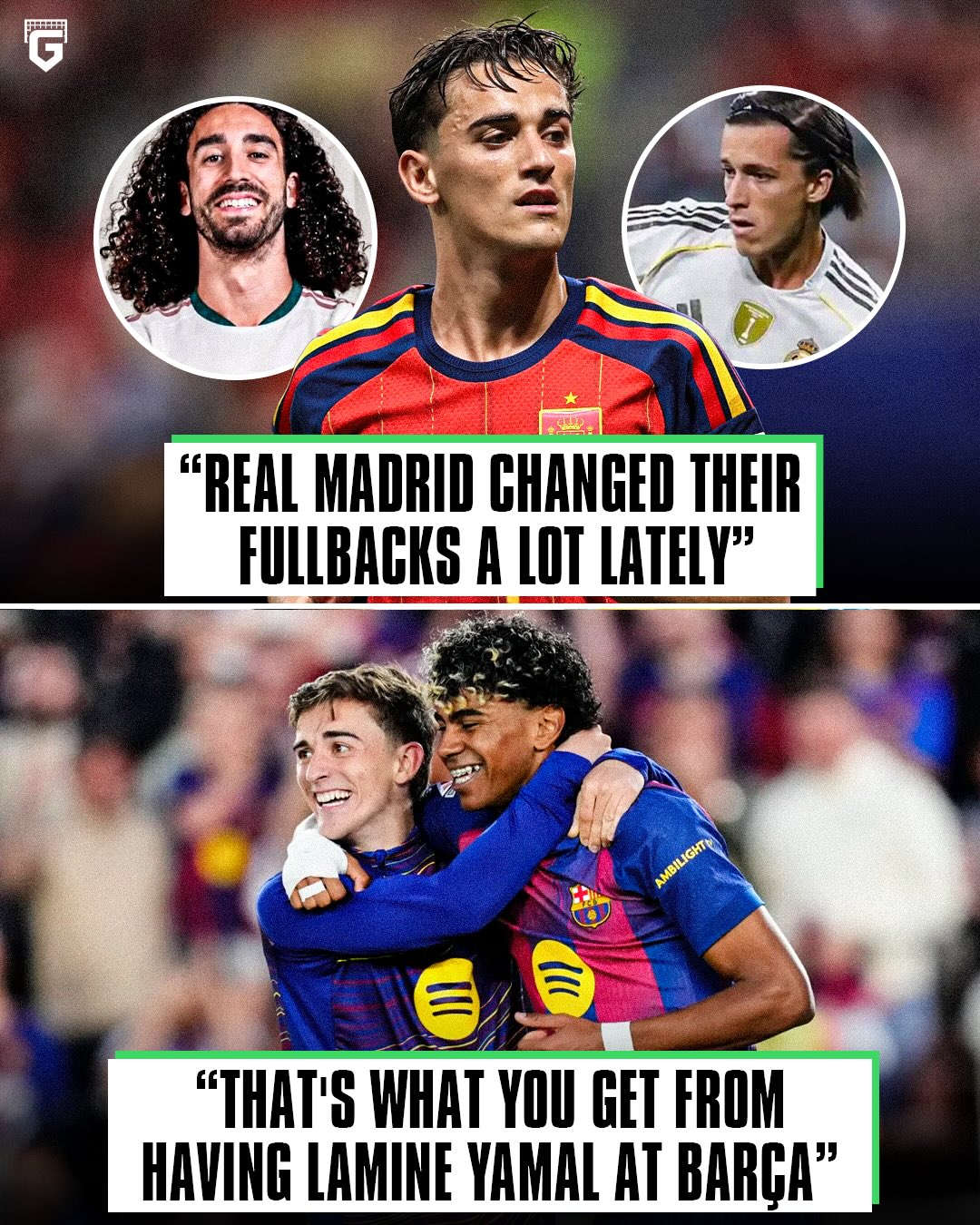 🚨🗣 Gavi on Real Madrid signing Marc Cucurella:

“He is a great signing for Real Madrid, I’m happy for him. Real Madrid do not know what to do to stop Lamine Yamal.”

“They have been changing full-backs these years, that’s what you get for having the best player.”