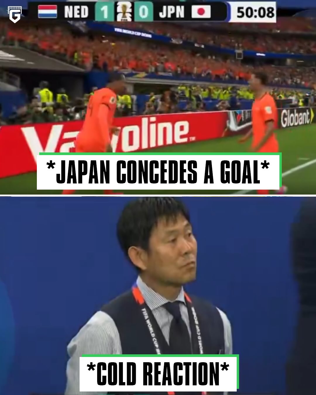 🇯🇵 The Japanese coach barely reacted to the Netherlands’ goals... 😐

But after meeting Harry Kane today, he finally showed some emotion.

Turns out he’s one of us after all 😂