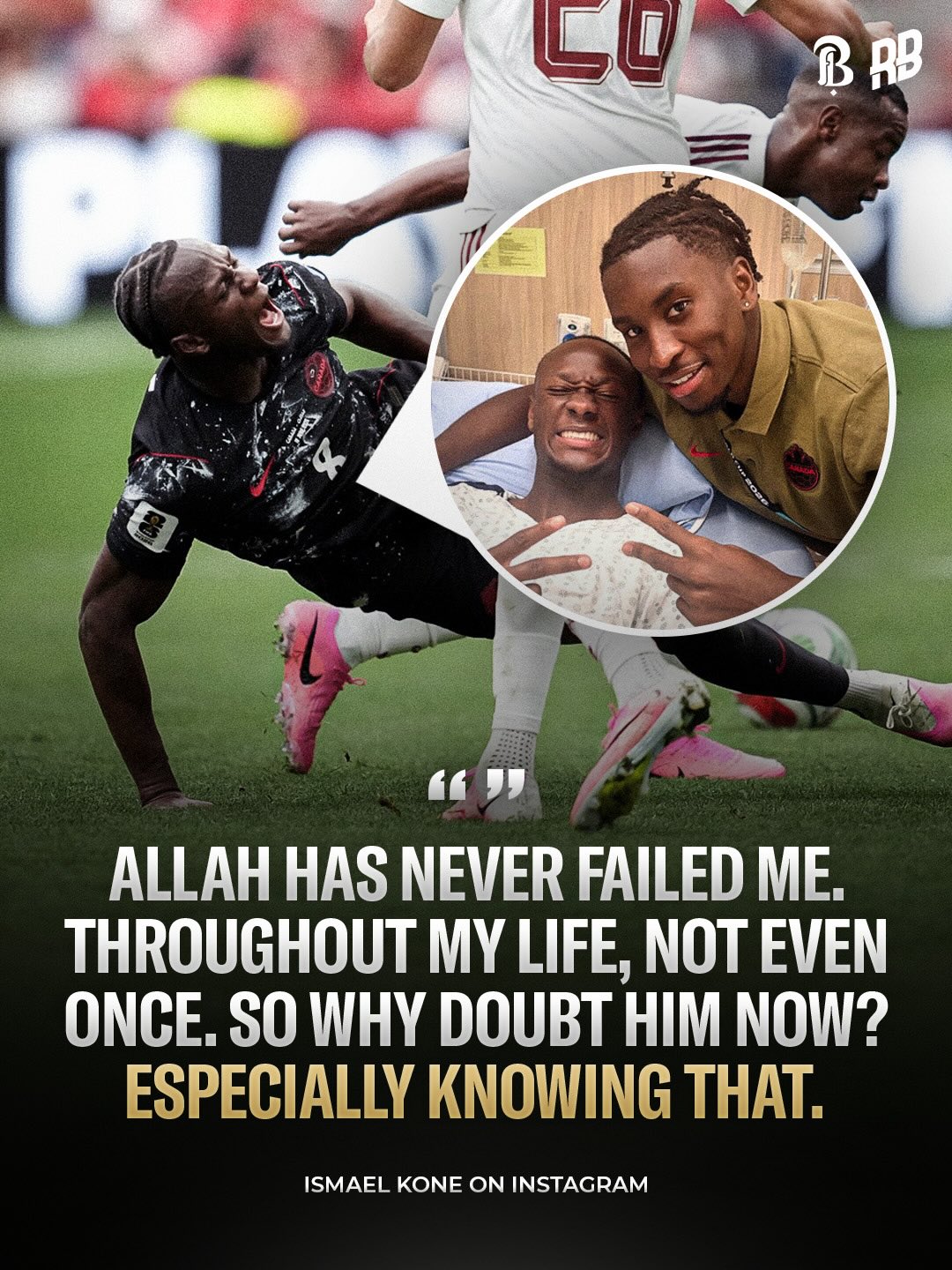 Ismaël Koné has spoken after suffering a leg-break during Canada’s 6-0 win over Qatar, showing his faith in God after such a heartbreaking injury ❤️🙏🏽

Ismaël was visited by his fellow national team-mate Moise Bombito… smiling through the pain as the 23-year-old now looks to support Canada from the sidelines and recover ahead of next season. 🇨🇦

Wishing you all the best in your recovery bro @hollywood.ik 🙌🏽