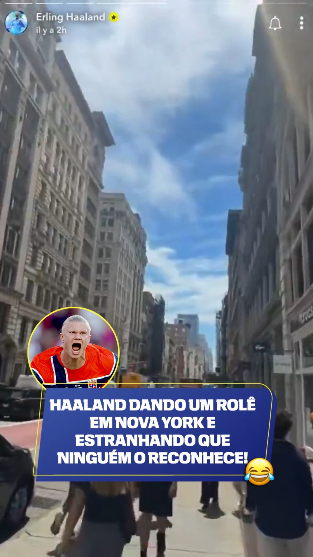 IMAGINA NÃO RECONHECER O COMETA! ☄️🤣

Erling Haaland, atacante do Manchester City e da Seleção da Noruega, foi dar um passeio pelas ruas de Nova York e ficou surpreso por não ser reconhecido. O craque registrou o momento em seu Snapchat e, ao ser questionado se achava estranho andar pela cidade sem ser notado, respondeu que sim! 🇳🇴😂

👉 Assista a Noruega x Senegal nesta segunda-feira (22), com transmissão ao vivo pela CazéTV, disponível sem custo adicional no #DisneyPlus.

via Erling Haaland/ Snapchat

#ESPN2026 #FIFAWorldCup