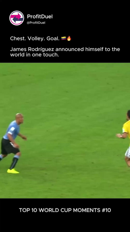 🇨🇴 #10 on our countdown: James Rodríguez’s unforgettable World Cup wondergoal.

With one touch off his chest and a thunderous volley, James stunned Uruguay and announced himself to the world at Brazil 2014. 🌎⚽

A goal so good it won the Puskás Award and is still debated as one of the greatest World Cup goals ever scored.

🔥 Where does this rank among the best World Cup goals of all time?

#WorldCup #JamesRodriguez #Colombia #FootballHistory #Soccer