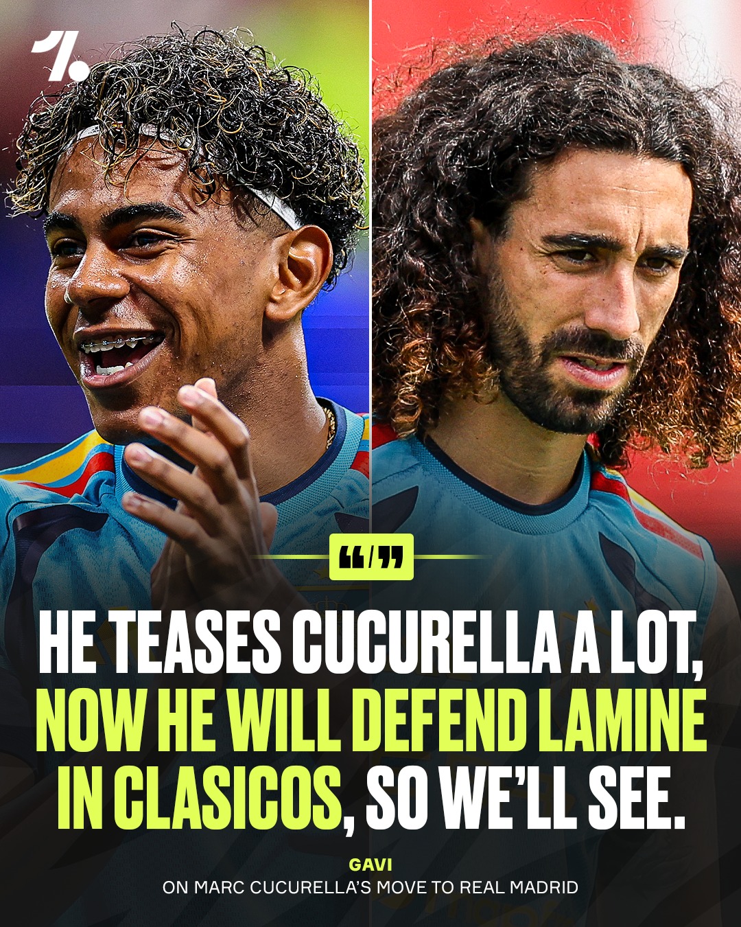 We get the impression Gavi is excited to see his Spain teammates Lamine Yamal and Marc Cucurella go toe-to-toe in El Clasico next season 👀🍿
