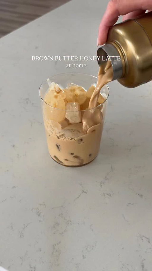 The perfect summer latte. A brown butter honey latte brown butter honey syrup
-4 tbsp salted butter
-1/2cup honey
-1/2 cup water
-vanilla bean paste
-sprinkle of sea salt

brown the butter till nutty and golden
off the heat add honey and mix 
next add the vanilla salt and water 
let it cool and store it in the fridge  #brownbutter #honeylatte #icedlatte #coffeeideas #brevillebarista @breville @cuisinart