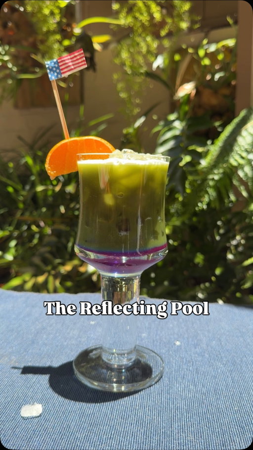 The Reflecting Pool 🇺🇸💚🌊
Inspired by the beautiful new paint job of the Lincoln Memorial Reflecting Pool, this cocktail is a super fun margarita variation in a beautiful American Flag Blue color 

Cocktail recipe 
2oz Tequila Blanco 🇲🇽
1oz vanilla liqueur 🇮🇹
1oz lime juice 🍋‍🟩
1oz pineapple juice 🍍
1 bar spoon matcha 🍵

Bottom Layer 
1oz simple syrup 🍬 
Pinch of blue spirulina 💙

#reflectingpool #lincolnmemorialreflectingpool #satire #margarita #cocktailrecipe