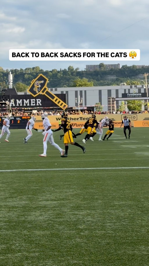Nathan Rourke is SACKED on BACK to BACK plays on his opening drive 😳 #CFL #TigerCats