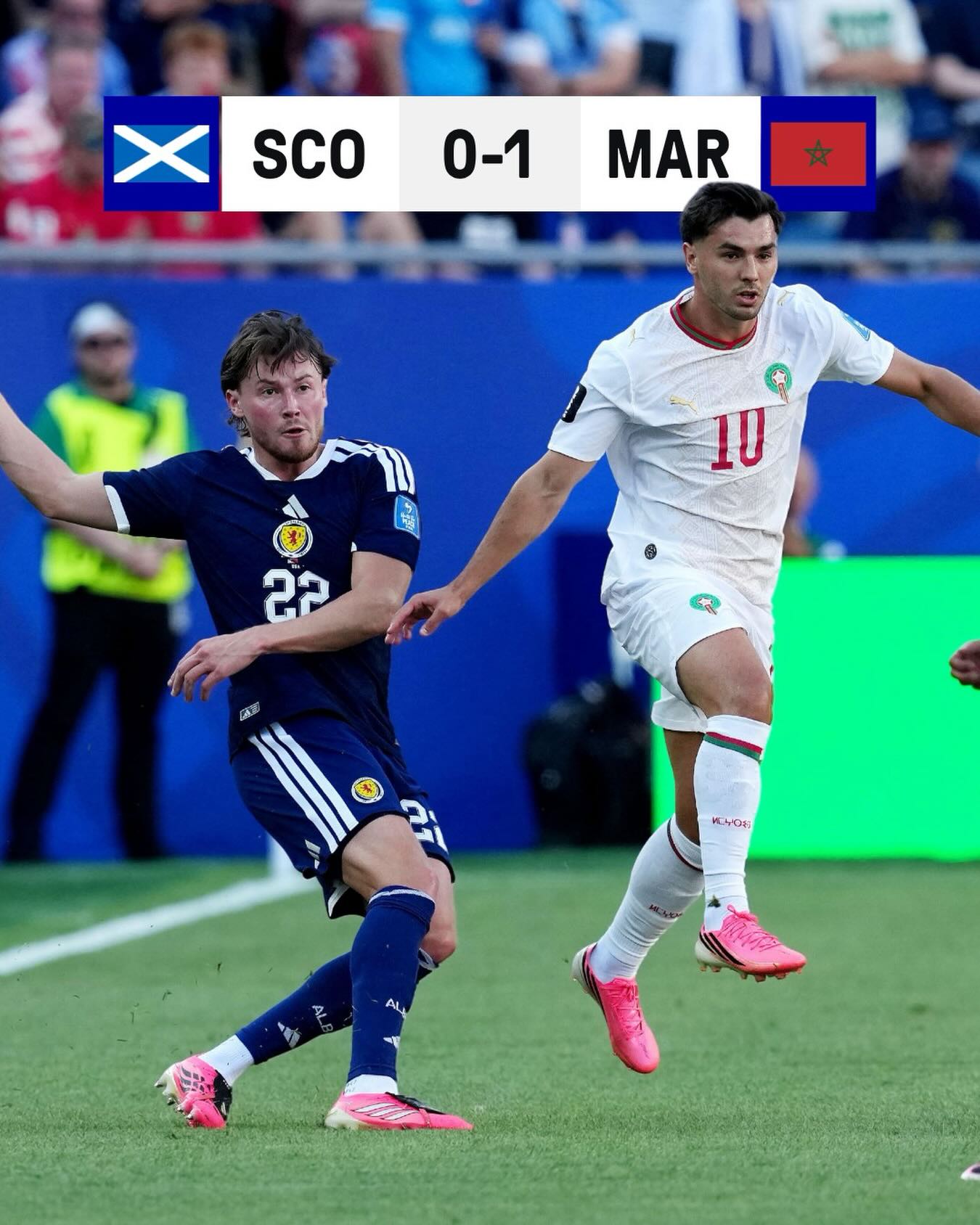 Nathan Patterson played 89 minutes as Scotland fell to a narrow 1-0 defeat against Morocco in their second World Cup group match. 🏴󠁧󠁢󠁳󠁣󠁴󠁿 
 
Next up, the Tartan Army head to Miami to face Brazil on Wednesday. ➡️