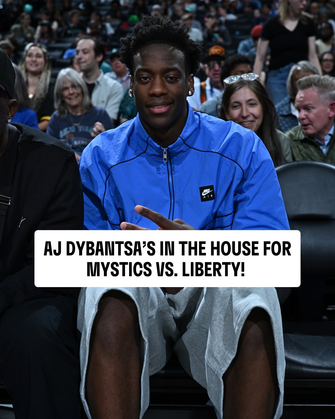 2026 NBA Draft prospect AJ Dybantsa is in Brooklyn to watch Mystics vs. Liberty 🙌

WAS-NYL | ION