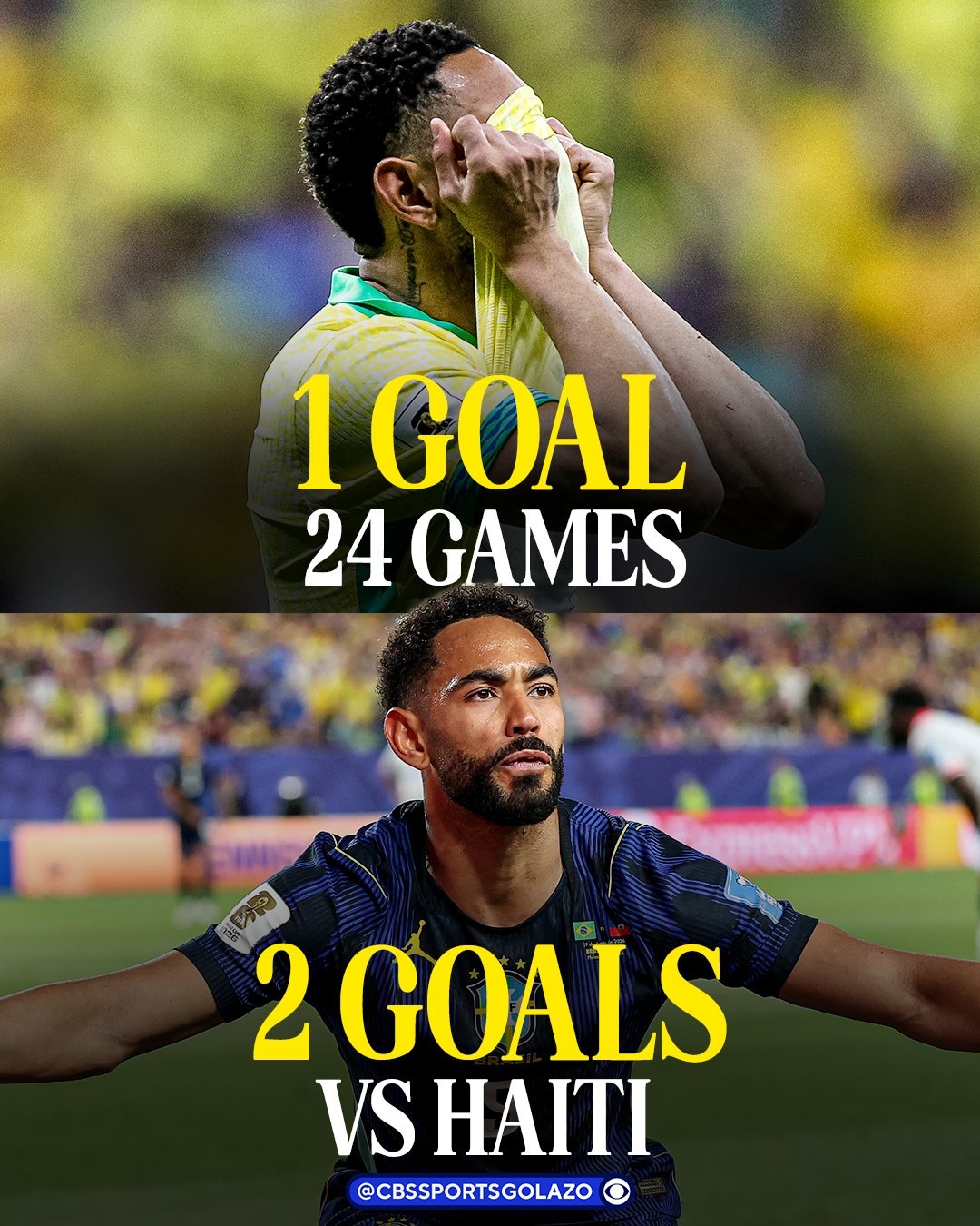 Before today, Matheus Cunha had scored just one goal in 24 games for Brazil. 

He was waiting to deliver on the biggest stage ⚽️⚽️