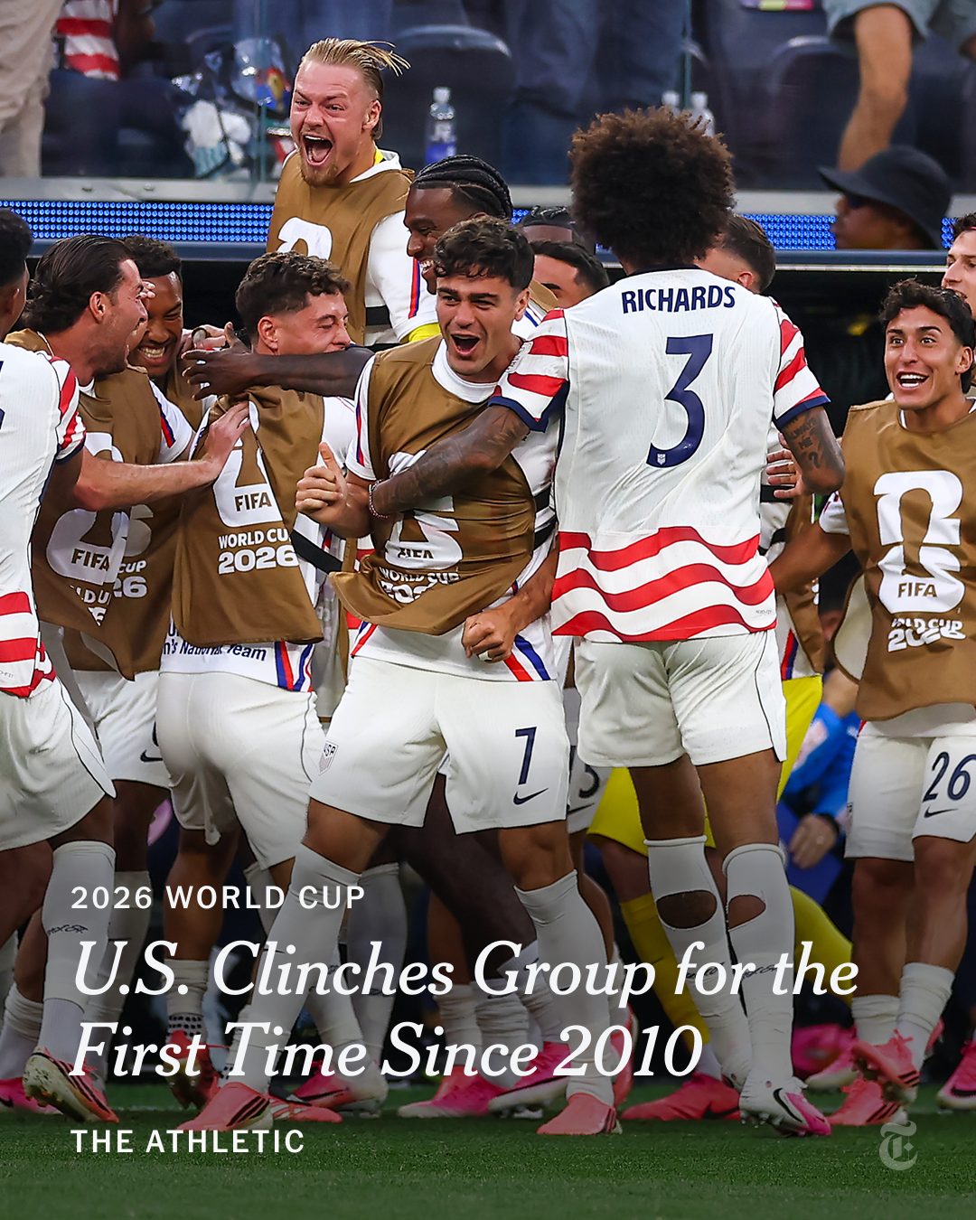 The U.S. Men's National Team has secured the top spot in Group D of the 2026 World Cup for the first time in 16 years, following Turkey's loss to Paraguay on Friday.

The U.S. had clinched a spot in the round of 32 earlier in the day after a win over Australia that also marked the first time the USMNT won back-to-back World Cup games since 1930.

Tap the link in our bio to read more. 

Photo by Dean Mouhtaropoulos/Getty Images