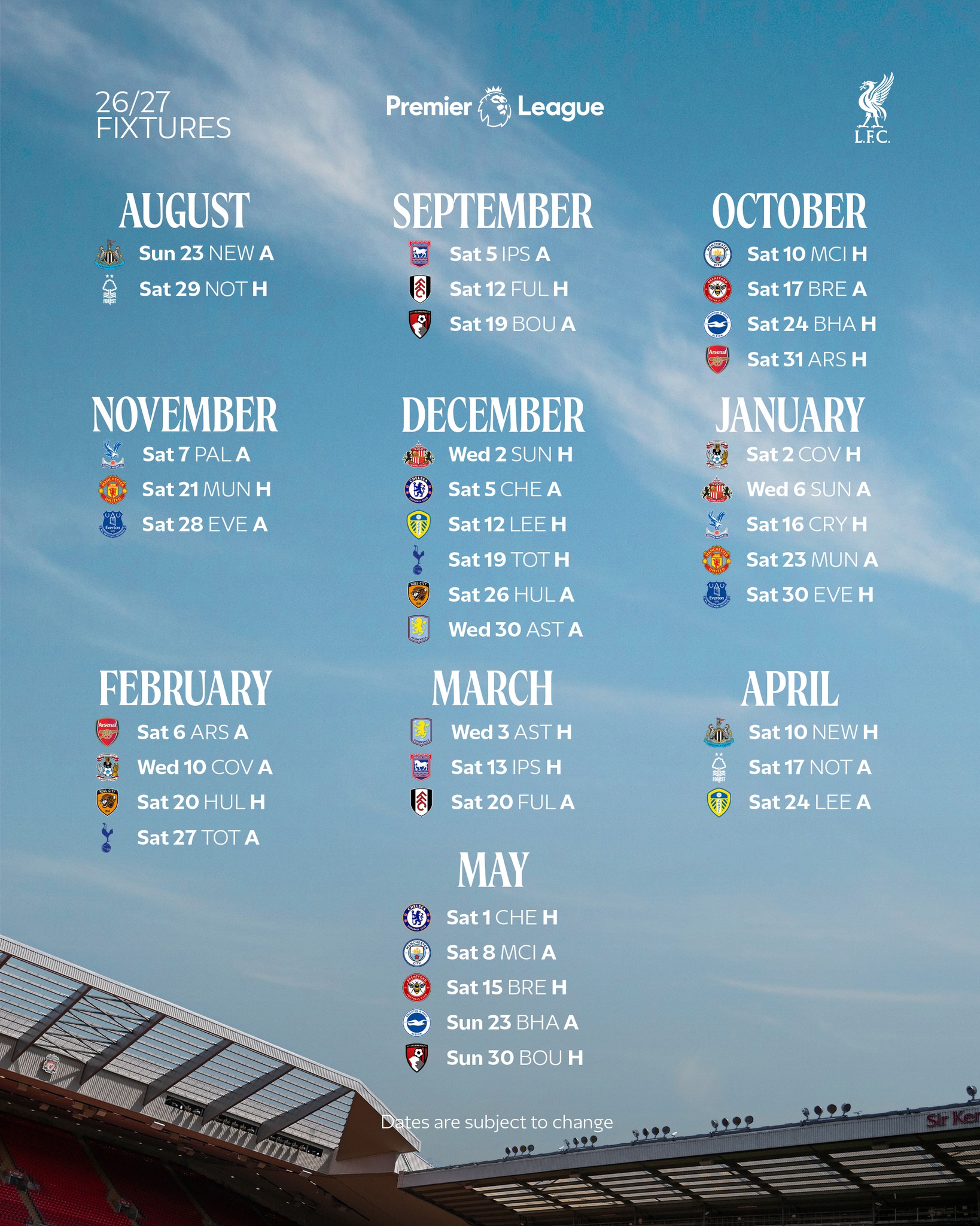 Our 2026/27 Premier League schedule in full 🗓️