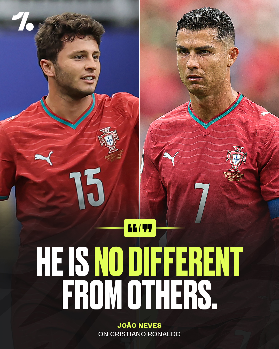 João Neves has come under criticism for his comments about Cristiano Ronaldo, with his latest Instagram post receiving over 400k comments 🤯🇵🇹

🗣️ 'We know what Cristiano has done for us, for our national team, and for the world of football'

'But at this moment, he and we know that he is no different'

'He is just another player here to help. He is no different from the others. He is here to contribute, just like all of us'