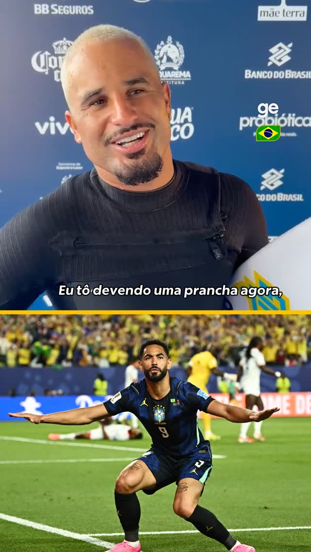 Nosso campeão olímpico Italo Ferreira falou sobre os gols do amigo Matheus Cunha, que costuma a comemorar seus gols "surfando". ⁣
⁣
O atacante do Manchester United marcou duas vezes na vitória do Brasil sobre o Haito, por 3 a 0, nesta sexta, pela fase de grupos da Copa do Mundo.⁣
⁣
#CopaNaGlobo #Surfe #Futebol #ge2026 #sonora