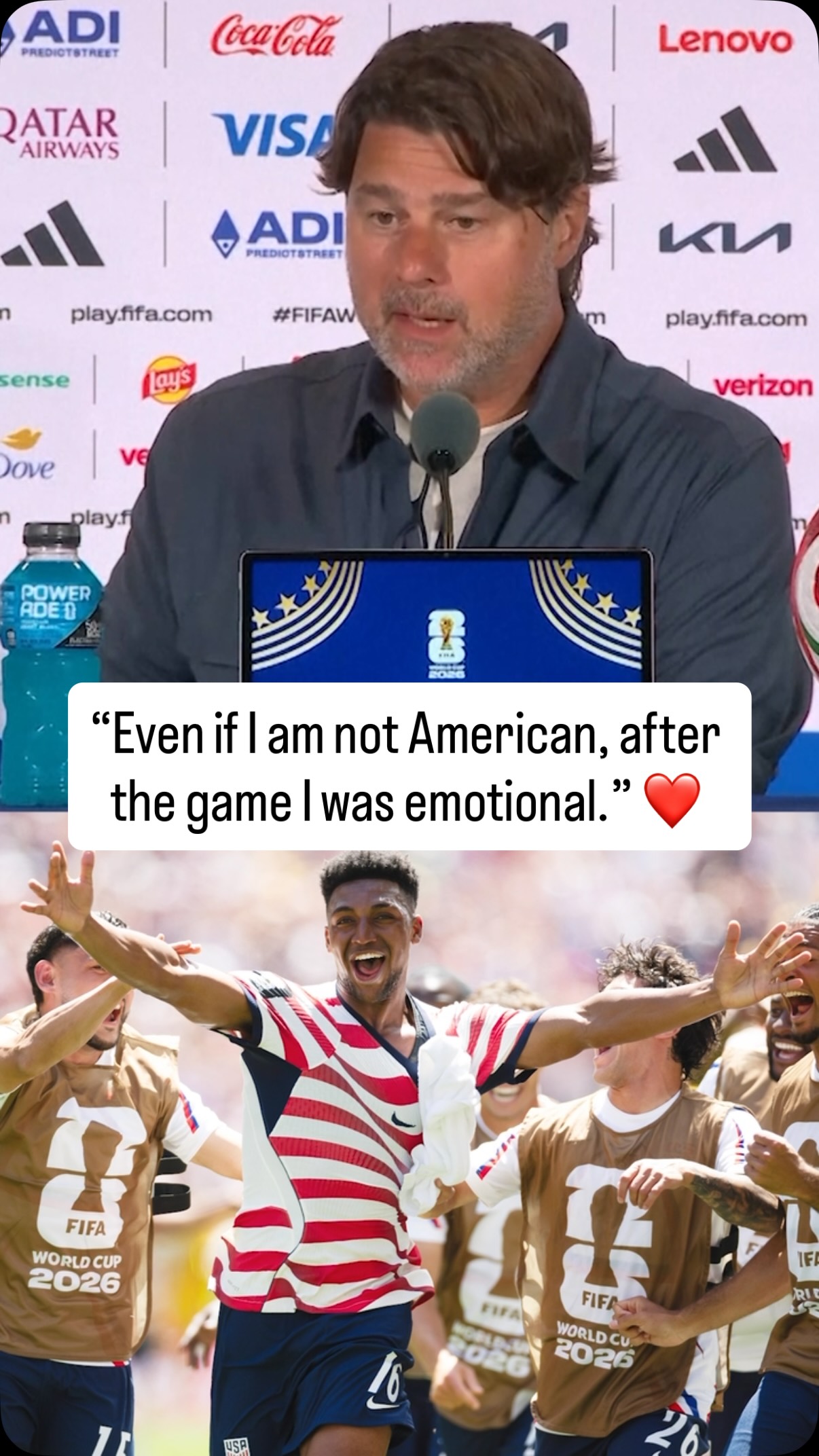 Mauricio Pochettino after the United States’ 2-0 victory over Australia 🇺🇸

With Türkiye’s loss against Paraguay, the U.S. have won its group for the third time in World Cup history 🔥