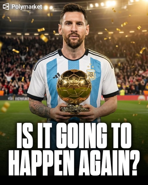 Lionel Messi has moved up to the 6th best odds to win the Ballon d’OR on Polymarket after his 3 goals vs Algeria in the World Cup.

32% — Harry Kane 🇬🇧
12% — Kylian Mbappé 🇫🇷
10% — Lamine Yamal 🇪🇸
9% — Michael Olise 🇫🇷
8% — Vitinha 🇵🇹
7% — Lionel Messi 🇦🇷
6% — Ousmane Dembélé 🇫🇷
3% — Declan Rice 🇬🇧
3% — Erling Haaland 🇳🇴
2% — Cristiano Ronaldo 🇵🇹

Polymarket odds change base on where the public place their money — odds are NOT set by Polymarket.