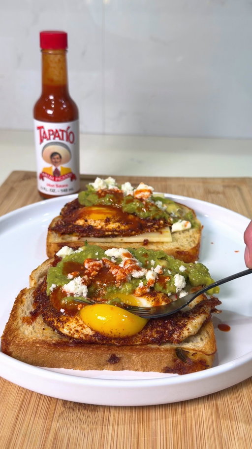🔥 Spicy Avocado Toast, but make it Tapatío! 🔥

Start with that satisfying egg yolk pop, then watch the magic: crispy sourdough, spicy chorizo, a runny fried egg, creamy avocado, queso fresco, and fresh cilantro. 

Don’t forget the Tapatío drizzle for that extra kick! Who’s hungry? 😋🌶️

#TapatioHotSauce #AvocadoToast #BreakfastWithHeat #Foodie
