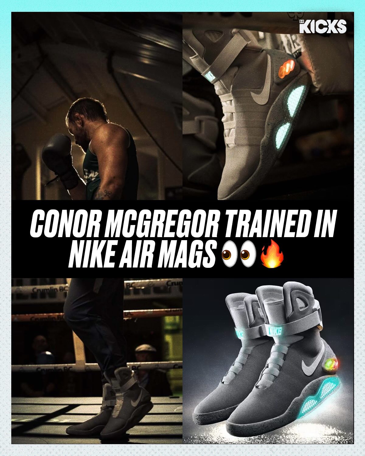 Conor McGregor was spotted training in the iconic Nike Air Mag 🔥

The average of the last five recorded sales for the 2011 pair sits at $16,435 🤯

(via @ginger_beard_photos, @stockx)